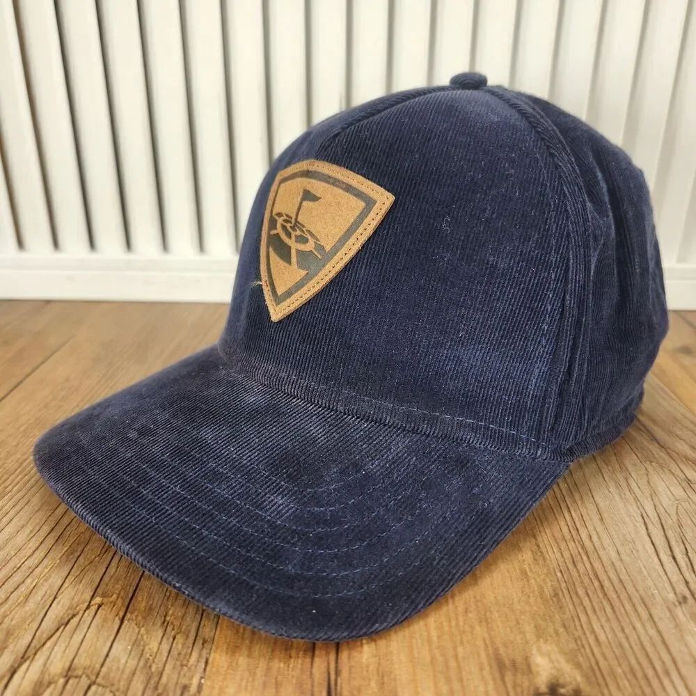 Callaway Top Golf Corduroy Snapback Hat Cap Blue Logo Casual Sports Preppy Style